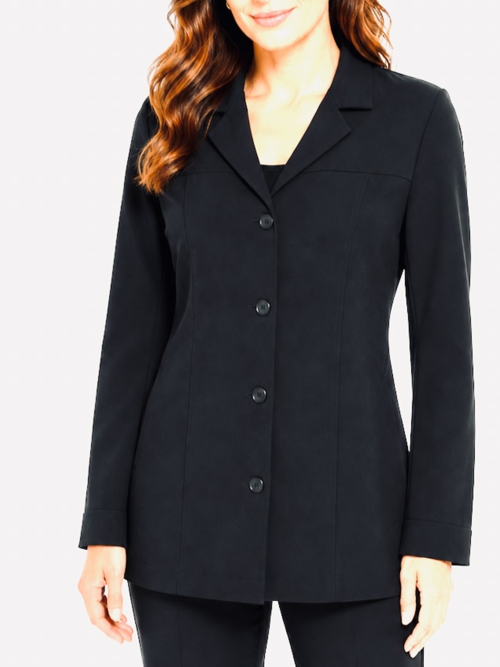 HALSTON Heritage Black Long Button-Front Blazer Jacket 12 NWOT - Picture 2 of 11